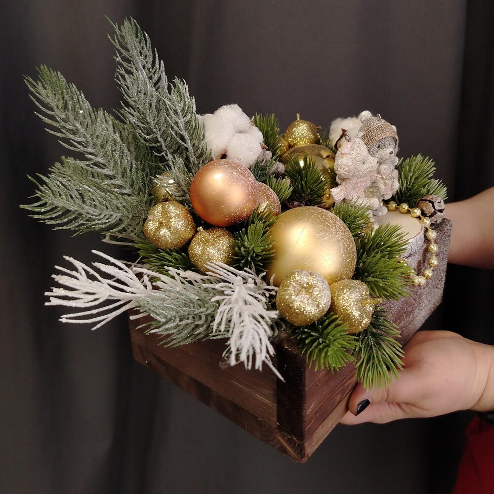 Уже собран! Композиция на Новый Год "Мишкина радость" (искусственная)