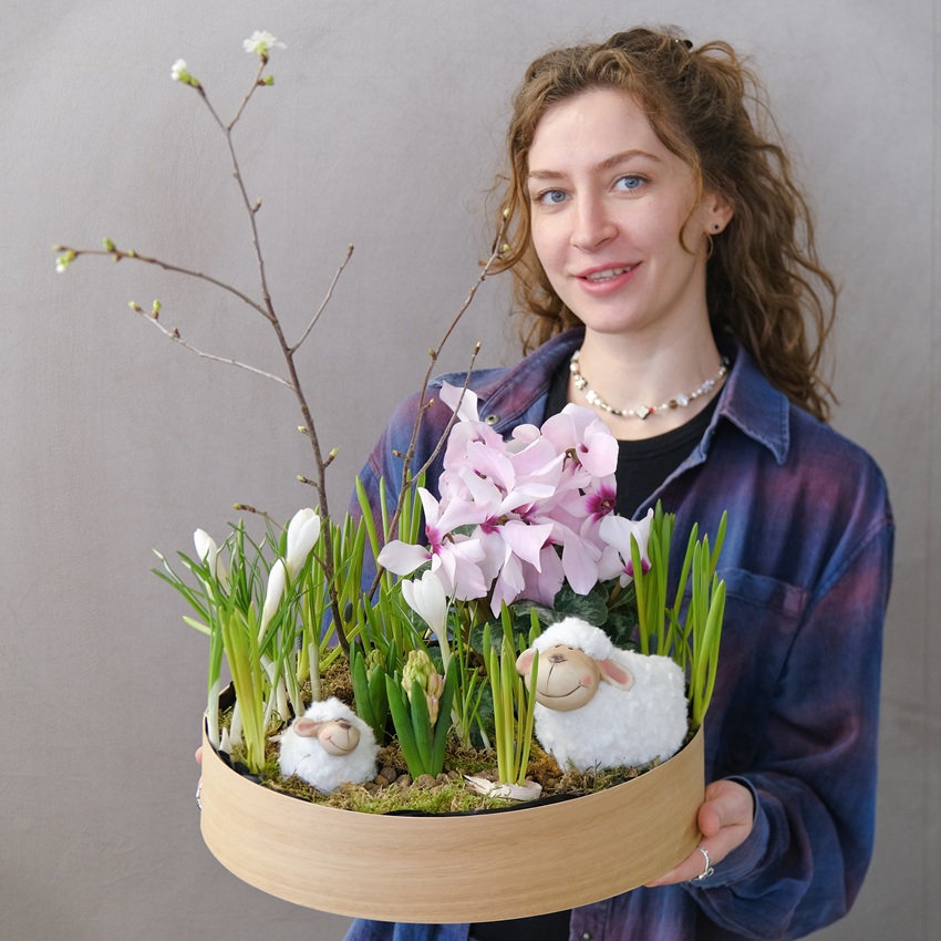 Садик с первоцветами: цикламен, крокусы, мускари, гиацинты "Пастораль"