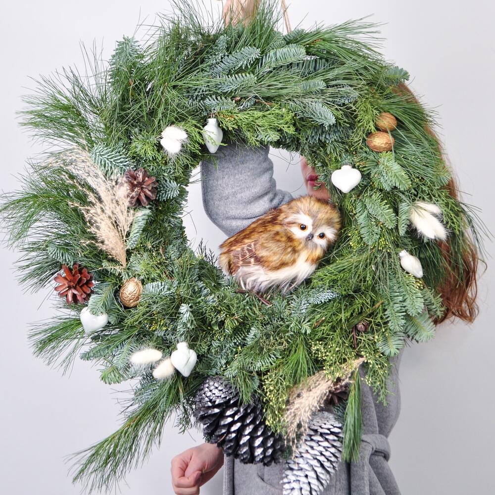 Венок новогодний «Сова из сказки»