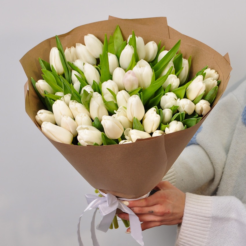 Белые тюльпаны, 49 штук