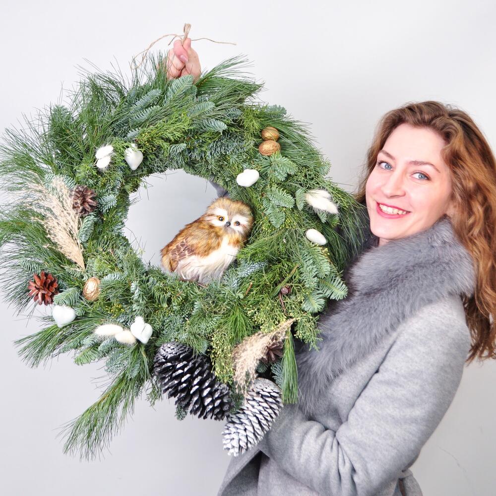 Венок новогодний «Сова из сказки»