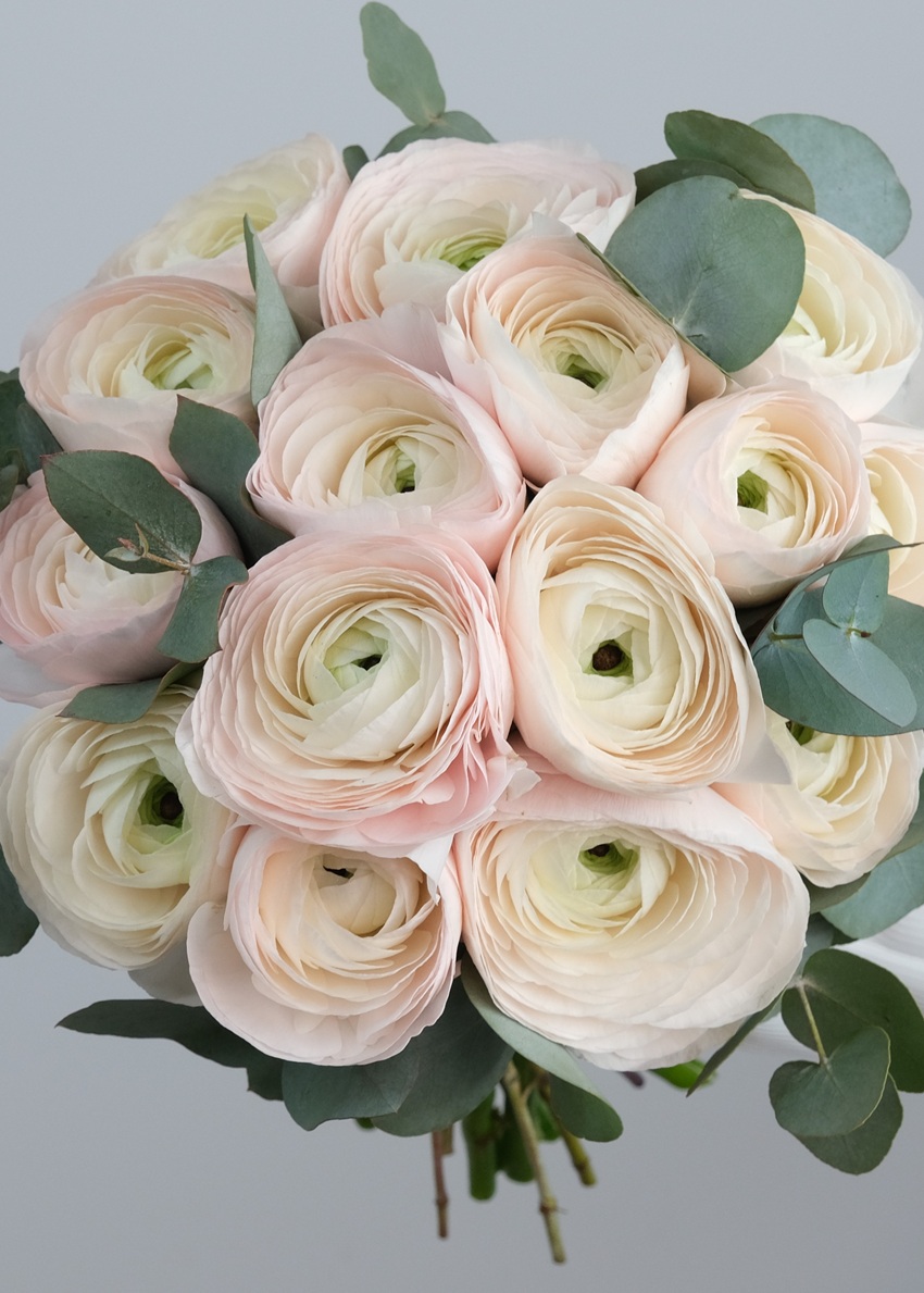 Букет невесты с ранункулюсами и эвкалиптом "Сладкий шёпот"