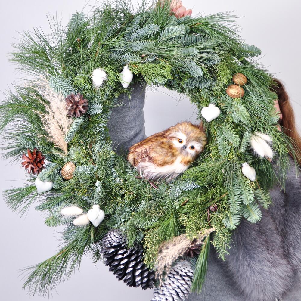 Венок новогодний «Сова из сказки»