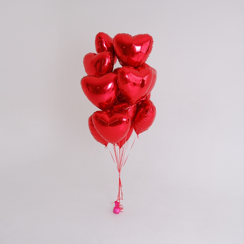 Воздушные шары фольга Сердца 45 см. 15 штучек