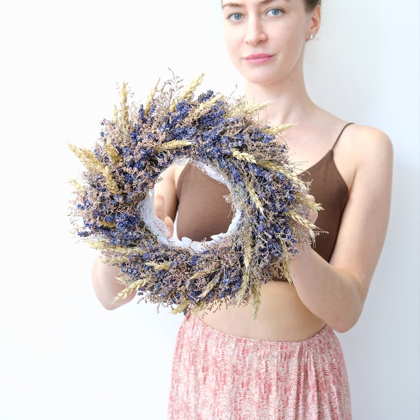 Венок Лаванда и пщеница "Синее золото", D30