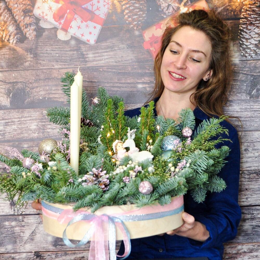 Новогодняя композиция из нобилиса «Волшебный лес»