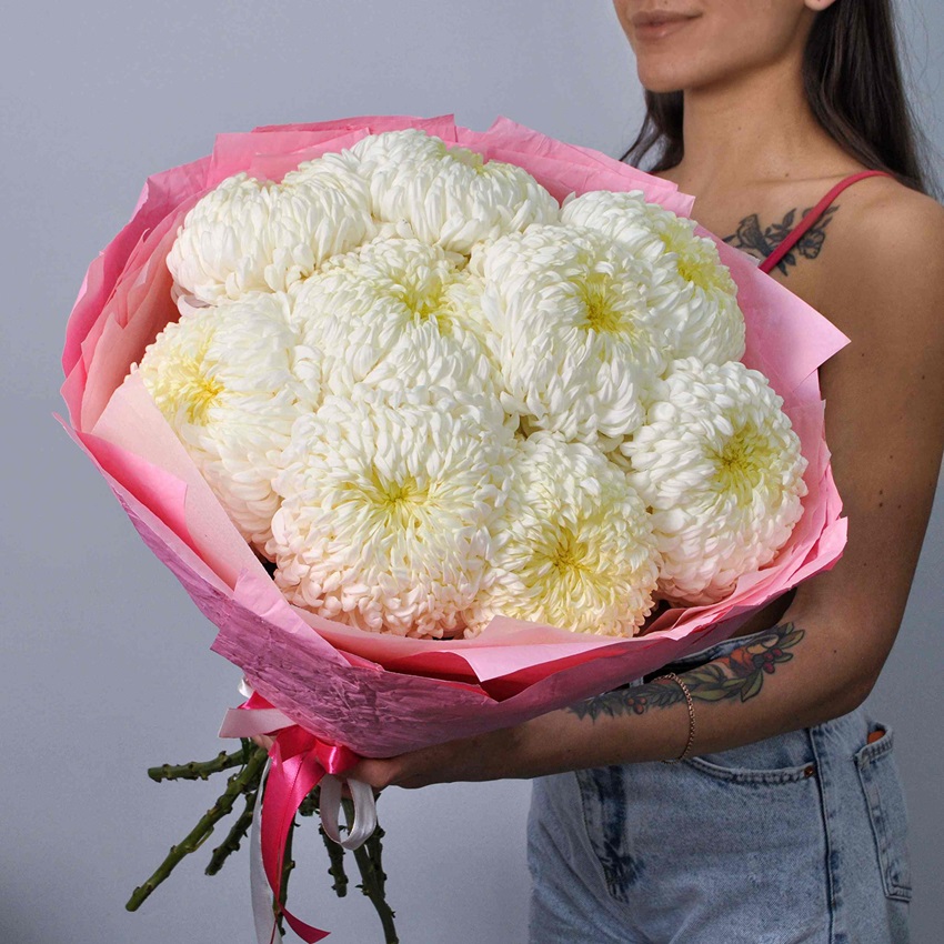 Хризантема белая, 9 штучек