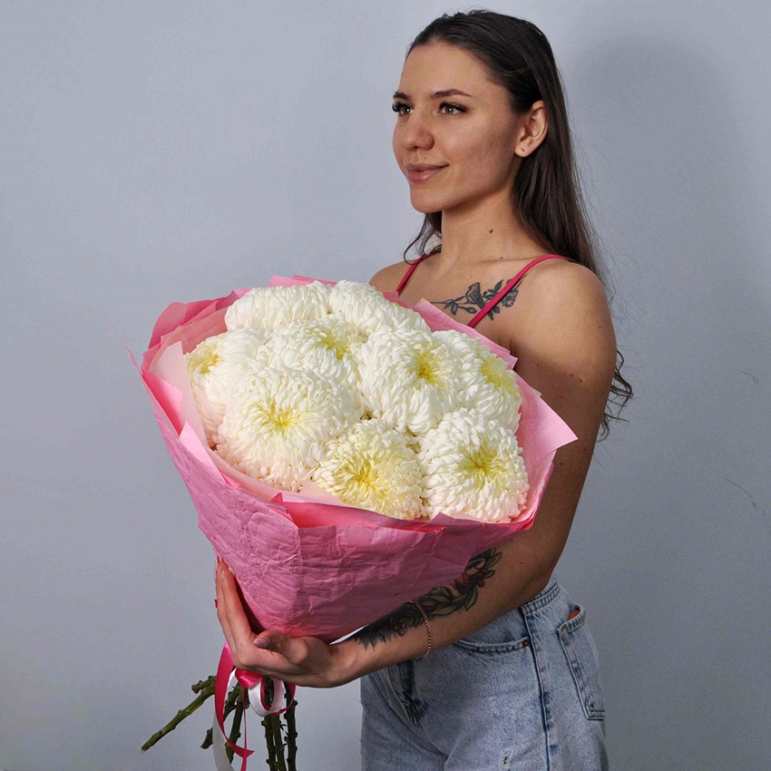 Хризантема белая, 9 штучек