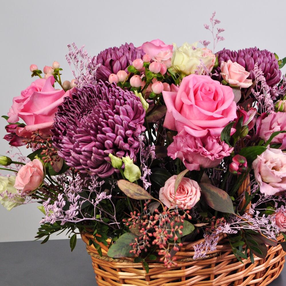 Корзина хризантем "Осенний вальс"