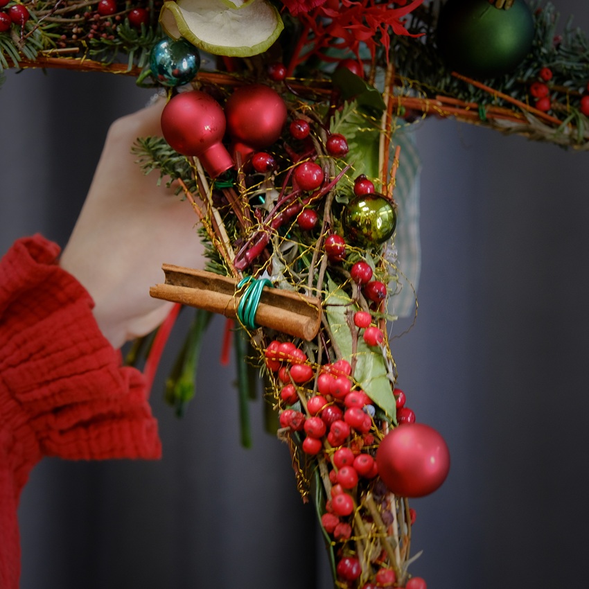 Авторский новогодний букет в форме Звезды с ароматом корицы❄️