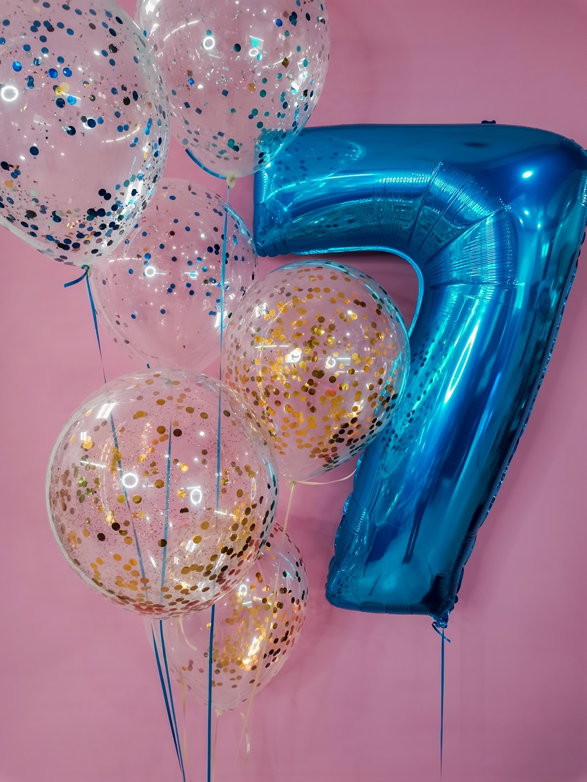 Сет шаров "Конфетти и цифра"