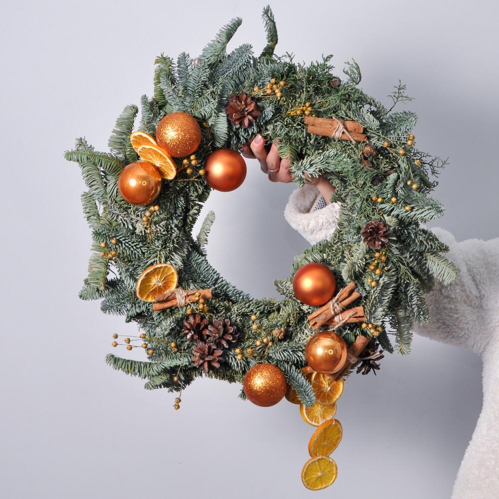Венок новогодний из нобилиса «Апельсиновый грог»