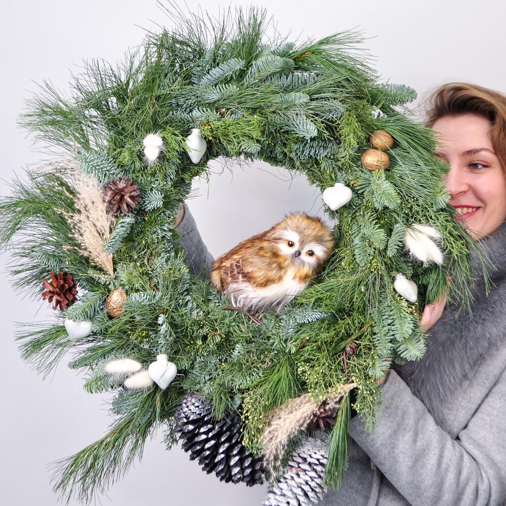 Венок новогодний «Сова из сказки»