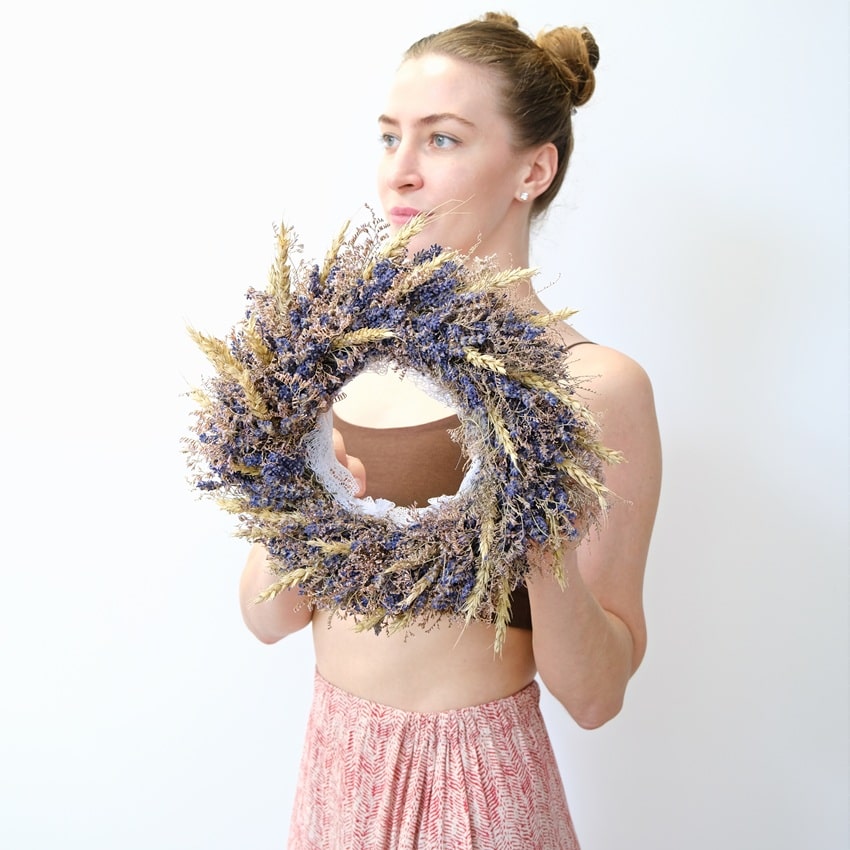 Венок Лаванда и пщеница "Синее золото", D30