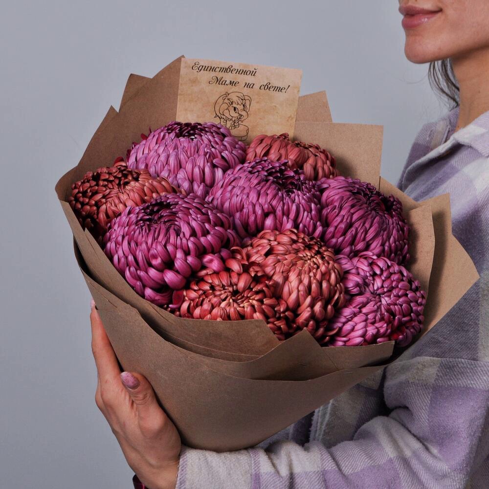 Хризантемы винного оттенка, 9 штучек «Для Мамы»