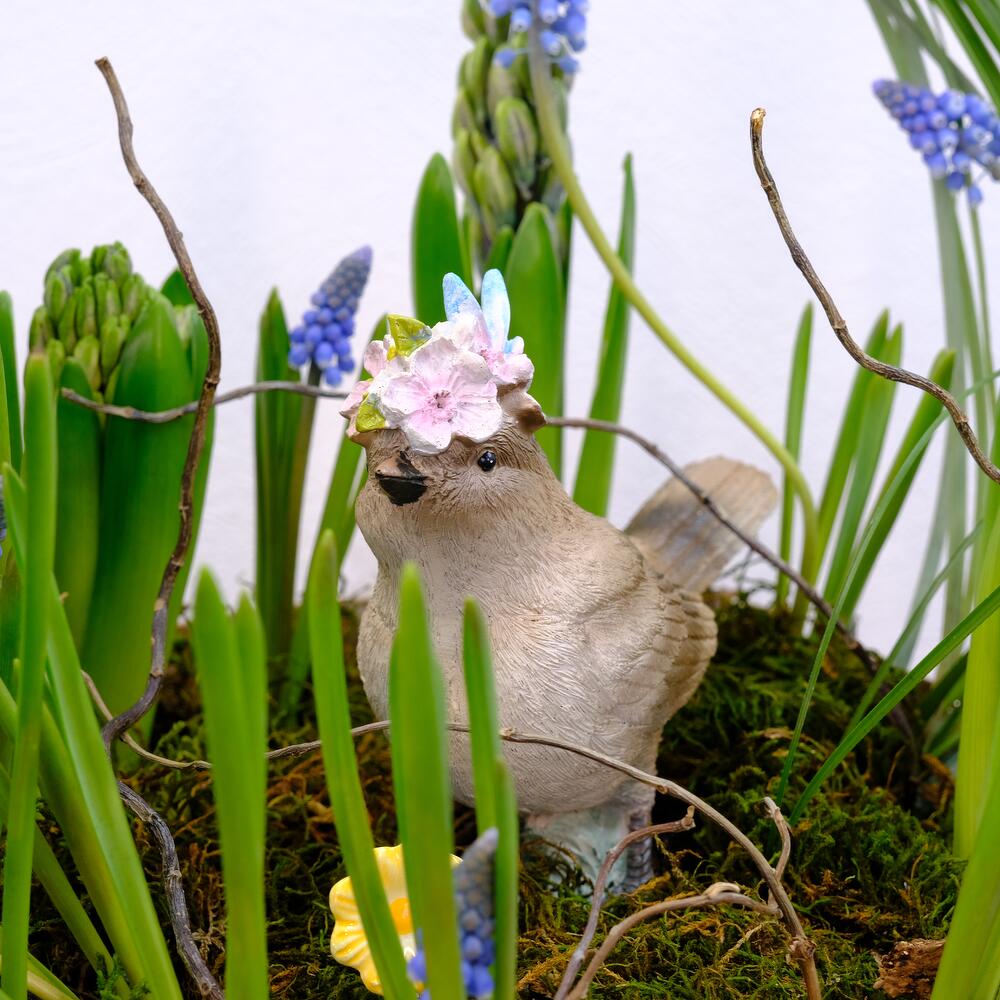 Садик с первоцветами: гиацинты и мускари с сувениром «Ранняя пташка»