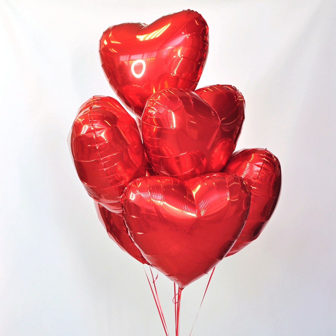 Воздушные шары фольга Сердца 45 см. 7 штучек