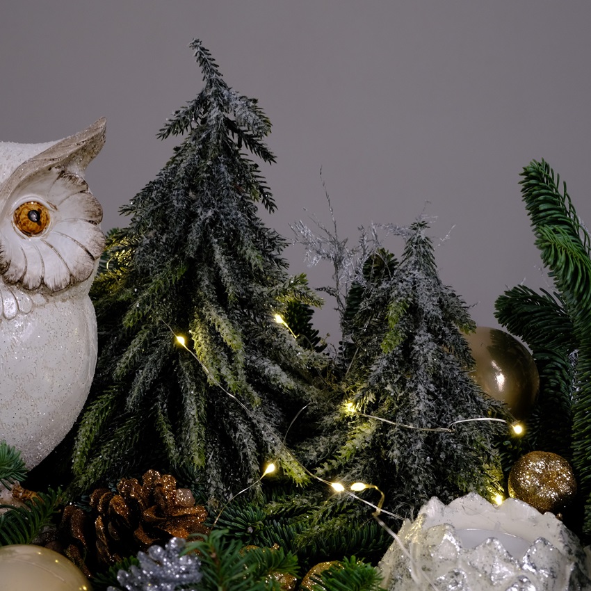 Новогодняя настольная композиция из нобилиса с подсветкой "Золотые мечты Зимы"