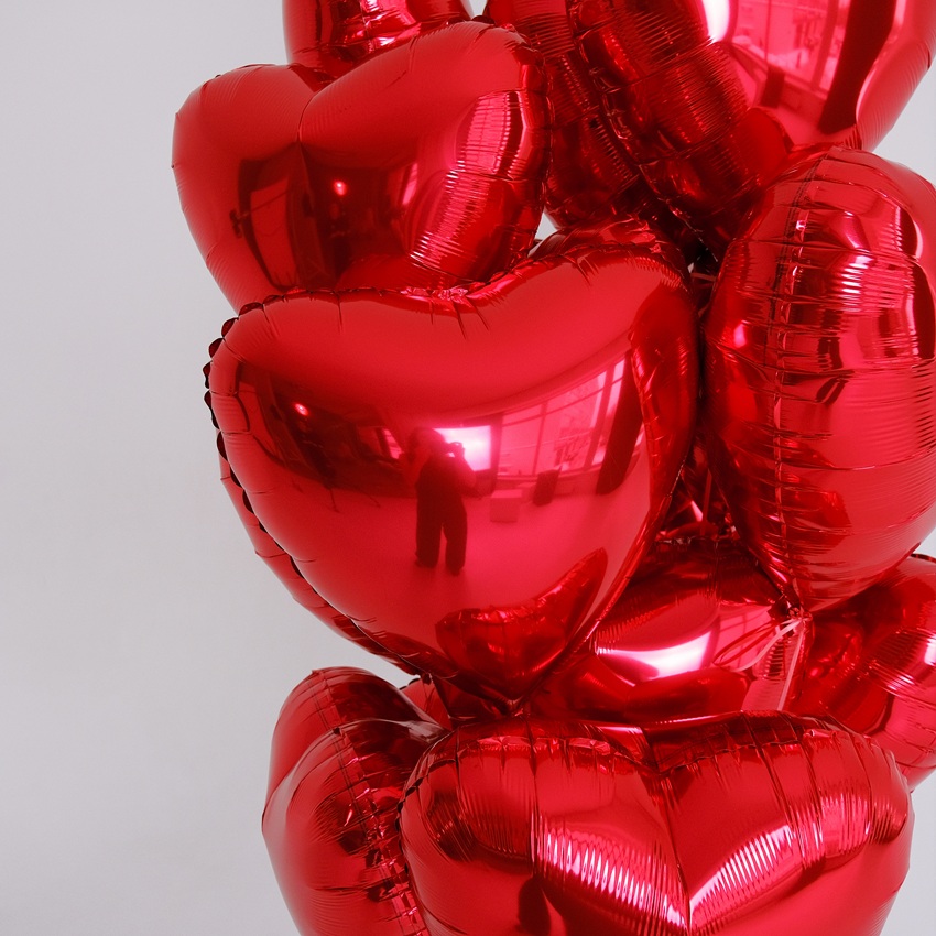 Воздушные шары фольга Сердца 45 см. 15 штучек