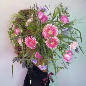 Креативный летний букет на каркасе "Лавандовые сны"