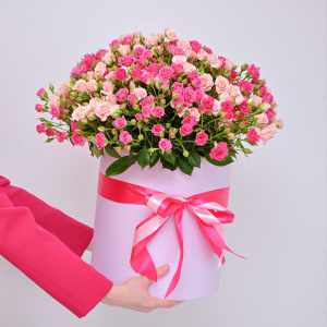 Кустовые розы, 31 штучка в большой коробке