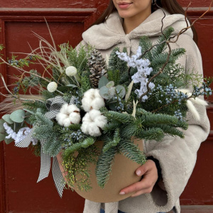 Нобилис и хлопок в интерьерной композиции «Зимняя сказка»