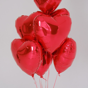 Воздушные шары фольга Сердца 45 см. 7 штучек