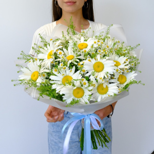 Охапка ромашек: ромашки в букете "Солнечное обаяние"