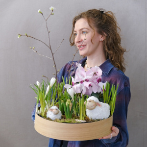 Садик с первоцветами: цикламен, крокусы, мускари, гиацинты "Пастораль"