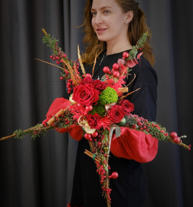 Авторский новогодний букет в форме Звезды с ароматом корицы❄️