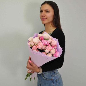 Пионовидная кустовая роза Бомбастик, 9 веток