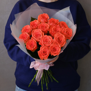 Яркие пламенные розы Россия, 15 штучек