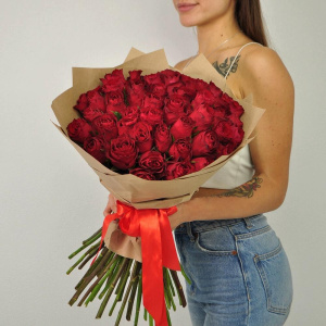 51 красная роза в букете "Африканская страсть"