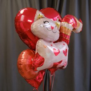 Сет шаров: Влюблённый кот и шары сердца