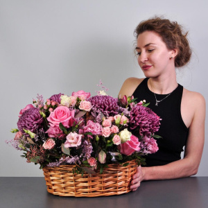 Корзина хризантем "Осенний вальс"