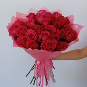 Премиум розы Пинк Флойд, 25 штук с вазой