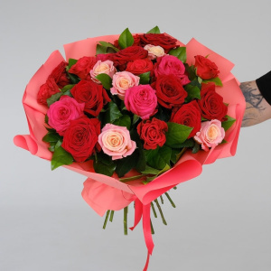 Яркий микс роз, 23 штучки