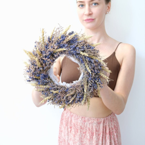 Венок Лаванда и пщеница "Синее золото", D30