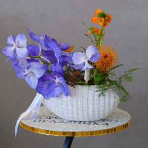 Орхидея Ванда в композиции в керамическом кашпо "Горячий бриз"