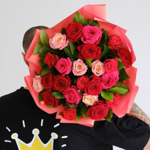 Яркий микс роз, 23 штучки