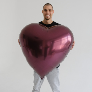 Шар фольга Сердце, Темная вишня, 90 см