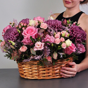 Корзина хризантем "Осенний вальс"