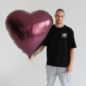 Шар фольга Сердце, Темная вишня, 90 см