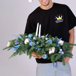 Сет новогодний: ёлка и композиция со свечами "Frost Kiss"