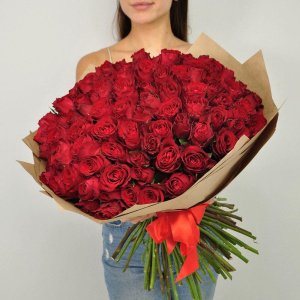 101 красная роза 40 см в букете "Африканская страсть"