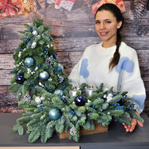 Сет новогодний: ёлка и композиция со свечами «Синий иней»