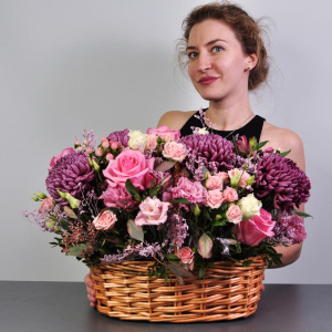 Корзина хризантем "Осенний вальс"