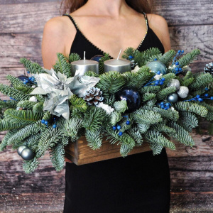 Сет новогодний: ёлка и композиция со свечами «Синий иней»