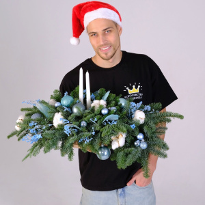 Сет новогодний: ёлка и композиция со свечами "Frost Kiss"