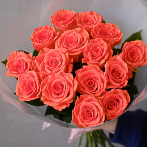 Яркие пламенные розы Россия, 15 штучек